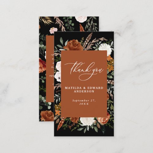 Budget terracotta chic floral wedding thank you enclosure card