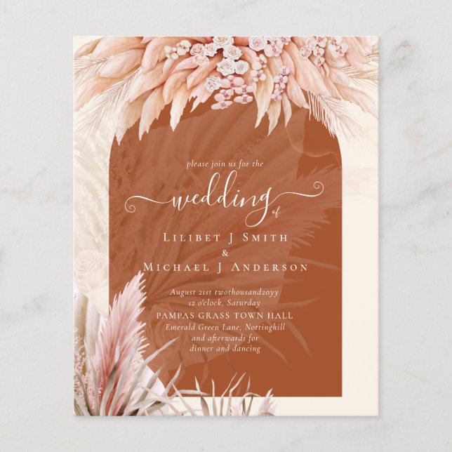 BUDGET Terracotta Coral Pampas Grass Wedding (Front)