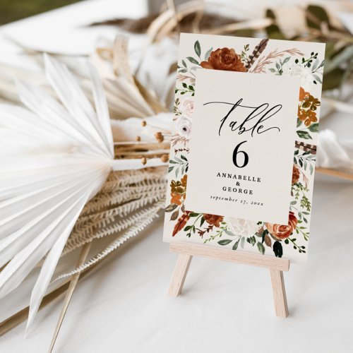 Budget terracotta cream table number chic elegant