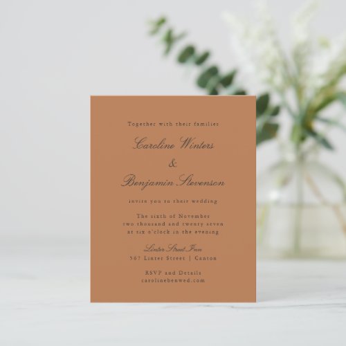 Budget Terracotta Elegant Wedding Invitation