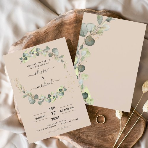 Budget Terracotta Eucalyptus Wedding Invitations Flyer