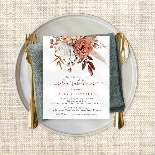 Budget Terracotta Fall Florals Rehearsal Dinner