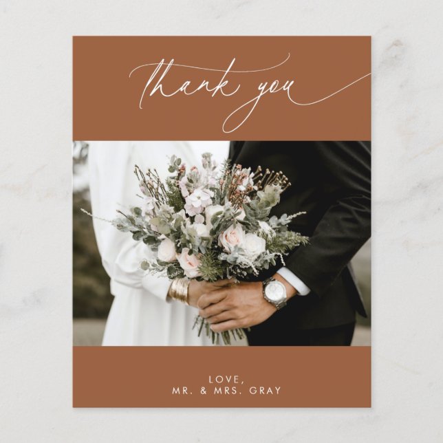 BUDGET Terracotta FallWedding Photo Thank You Card Flyer (Front)