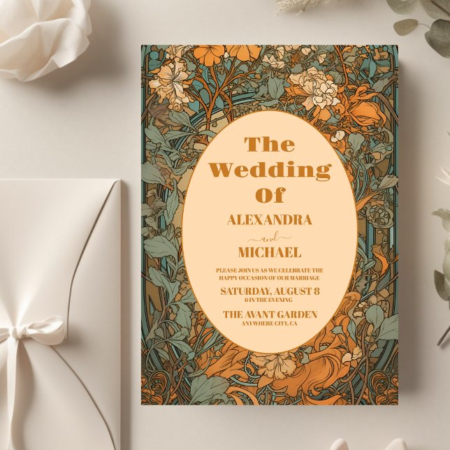 Budget Terracotta Floral Art Nouveau Wedding Flyer (Creator Uploaded)