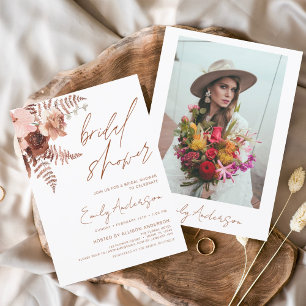 Budget Terracotta Floral Boho Bridal Shower Flyer