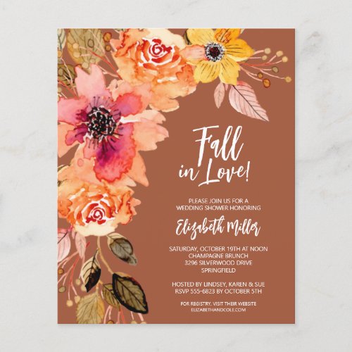 Budget Terracotta Floral Bridal Shower Invitation Flyer