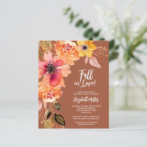 Budget Terracotta Floral Bridal Shower Invitations