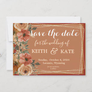 BUDGET Terracotta Floral Elegant Save Date     Invitation