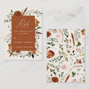 Budget terracotta floral elegant wedding enclosure card