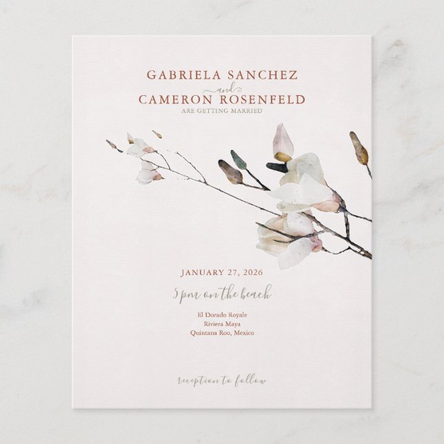 Budget Terracotta Floral QR Code Wedding Invite (Front)