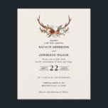 Budget terracotta floral stag wedding invitation flyer<br><div class="desc">Rustic floral and stag antlers botancial wedding invite and details card. With beautiful black, rust, terracotta, blush pink and sage green pampas grass eucalyptus watercolor details. This modern wedding invite is sure to set the style for your big day.</div>
