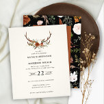 Budget terracotta floral stag wedding invitation flyer<br><div class="desc">Rustic floral and stag antlers botancial wedding invite and details card. With beautiful black,  rust,  terracotta,  blush pink and sage green pampas grass eucalyptus watercolor details. This modern wedding invite is sure to set the style for your big day.</div>