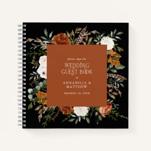 Budget terracotta floral wedding guest book rustic