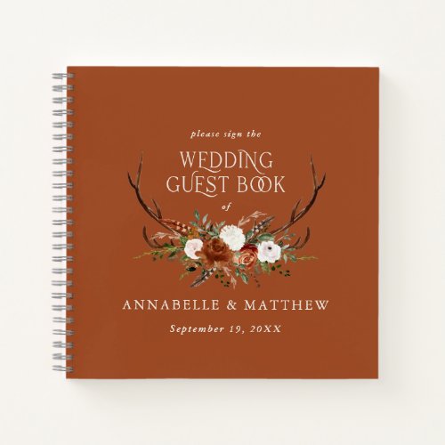 Budget Terracotta floral wedding guest book rustic