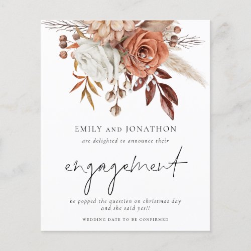 Budget Terracotta Florals Engagement Announcement