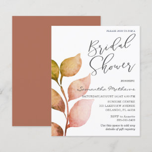Budget Terracotta Foliage Bridal Shower Invitation