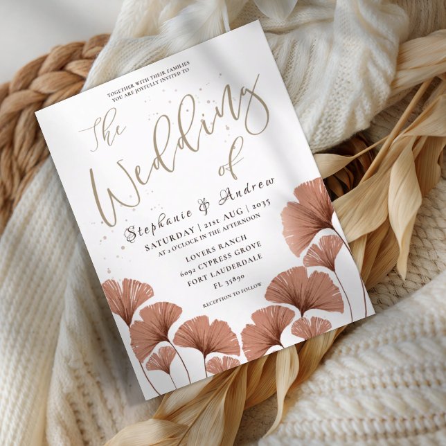 Budget Terracotta Foliage Wedding Invitation (Creator Uploaded)