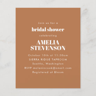 Budget Terracotta Minimalist Bridal Shower Invite