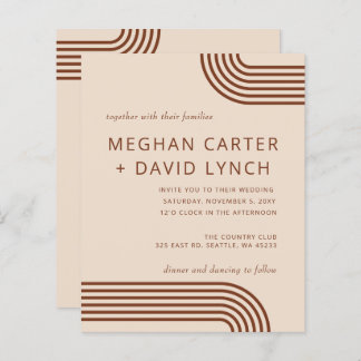 Budget Terracotta Modern Arched Wedding Invitation