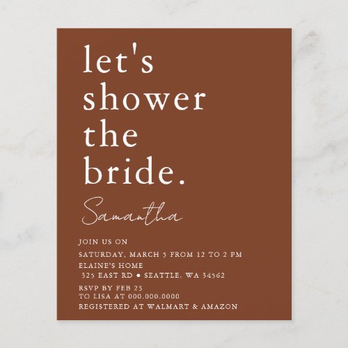 Budget Terracotta Modern Bridal Shower Invitation