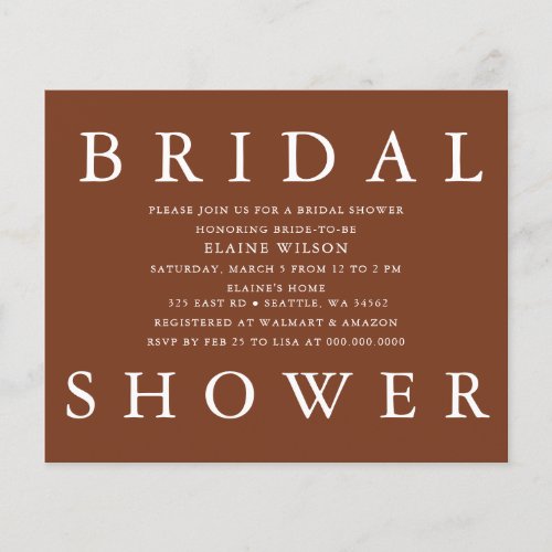 Budget Terracotta Modern Bridal Shower Invitation