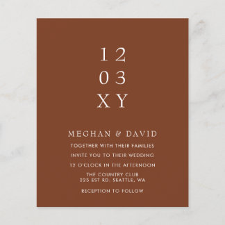Budget Terracotta Modern Wedding Invitation
