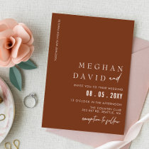 Budget Terracotta Modern Wedding Invitation