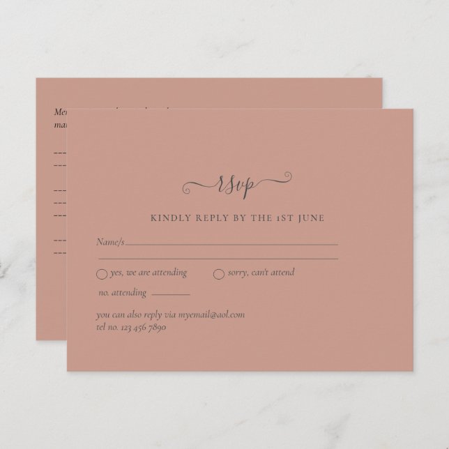 BUDGET Terracotta Monochrome Wedding  Postcard (Front/Back)