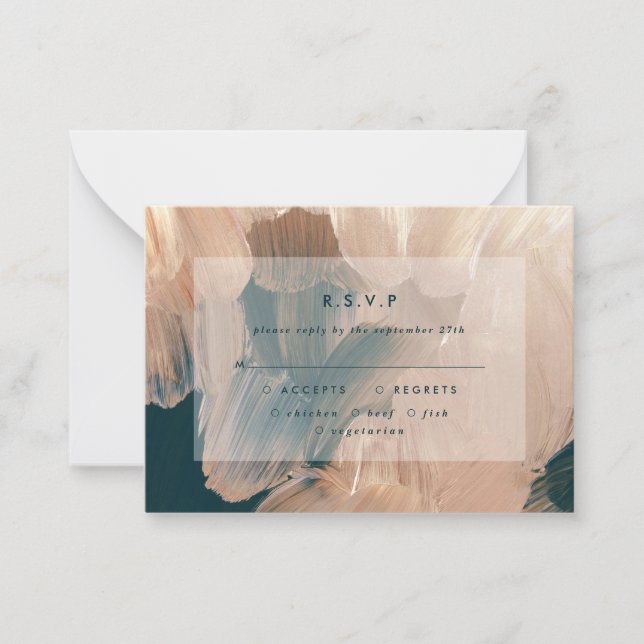 budget Terracotta painterly wedding R.S.V.P reply Note Card (Front)