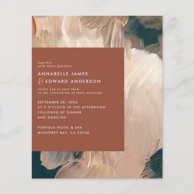 budget Terracotta painterly wedding save the date Flyer (Front)