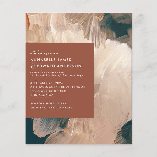 budget Terracotta painterly wedding save the date  Flyer