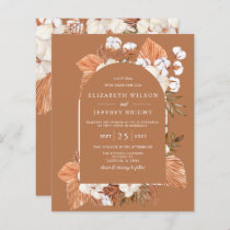 Budget Terracotta Pampas Arched Wedding Invitation