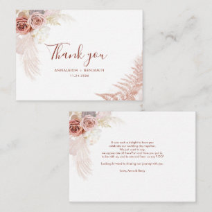 Budget Terracotta Pampas Grass Wedding Thank You Note Card
