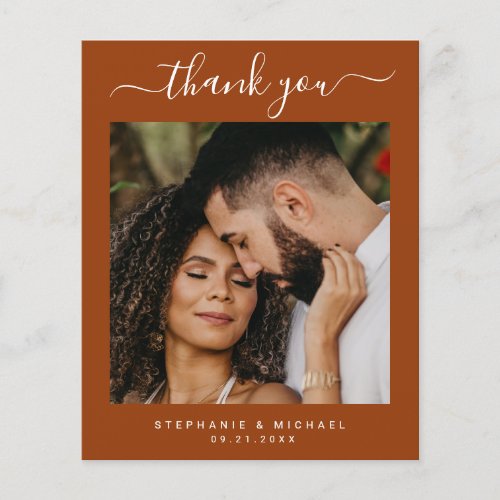 BUDGET Terracotta Photo Wedding Thank You Card