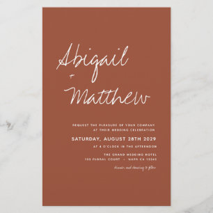 Budget Terracotta QR Code RSVP Wedding Invitation  Flyer