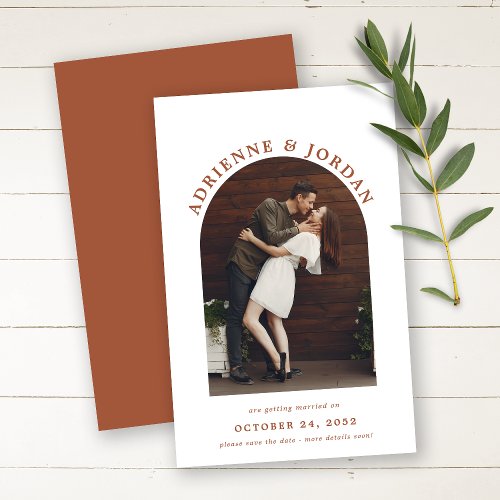 BUDGET Terracotta Rust Arch Photo Save the Date