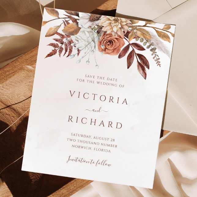 Budget Terracotta Rust Flowers Boho Fall Foliage (Creator Uploaded)