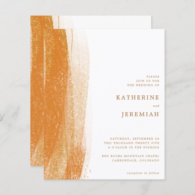 BUDGET Terracotta Rust Gold Foil Boho Wedding (Front/Back)