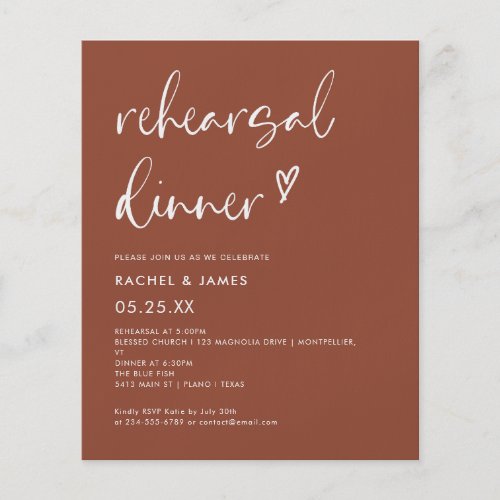 Budget Terracotta Rust Rehearsal Dinner Invitation Flyer