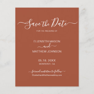 Budget Terracotta Rust Script Save The Date Flyer