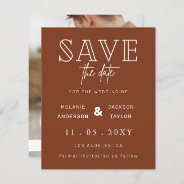 Budget Terracotta Rustic Photo Save The Date