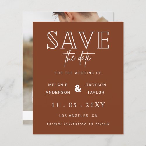 Budget Terracotta Rustic Photo Save The Date