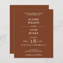 Budget Terracotta Rustic Wedding Invitation