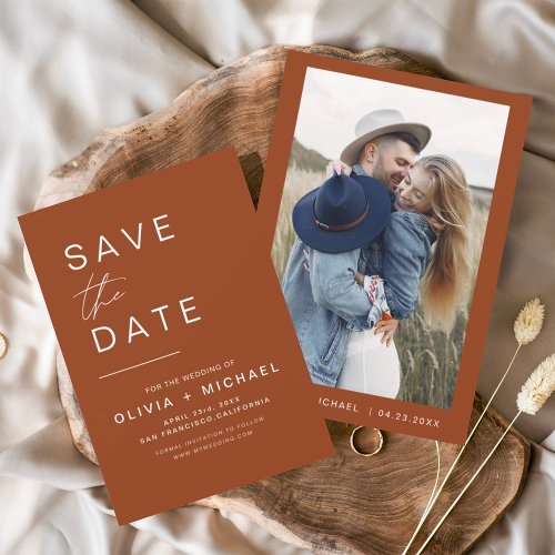 Budget Terracotta Save the Date Boho Photo