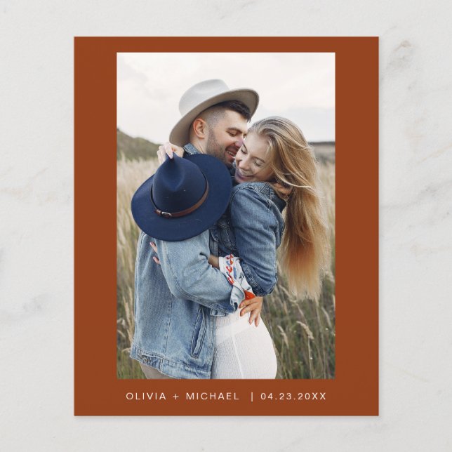 Budget Terracotta Save the Date Boho Photo (Front)