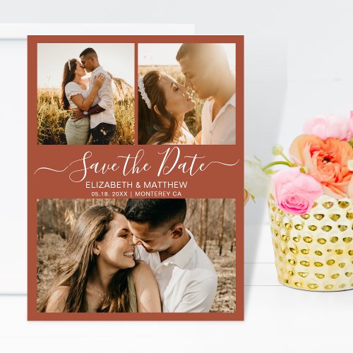 Budget Terracotta Script Collage Save The Date