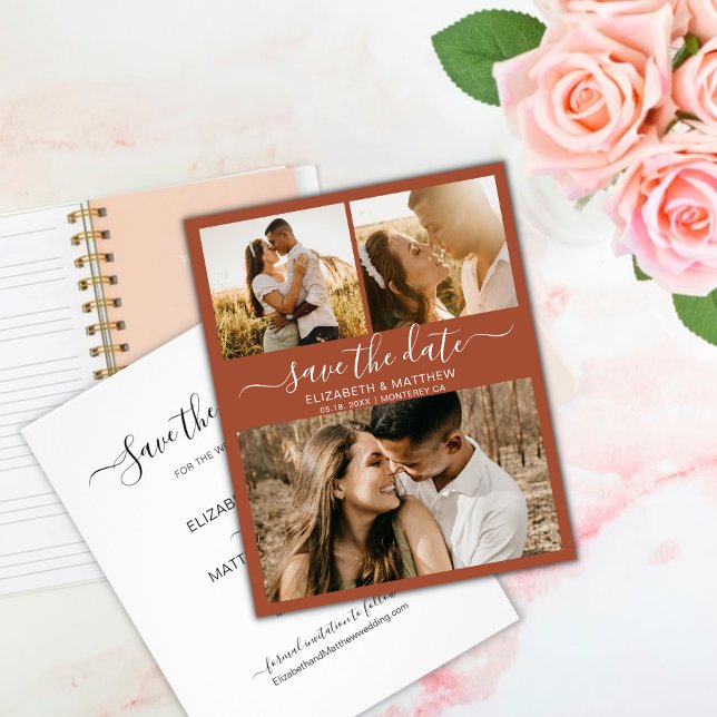 Budget Terracotta Script Photo Save The Date (Creator Uploaded)