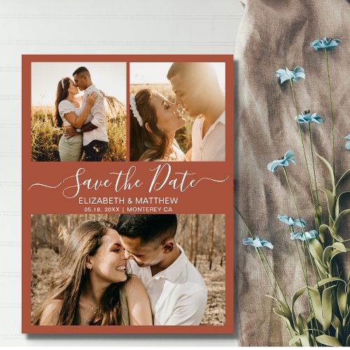 Budget Terracotta Script Photo Save The Date Flyer