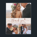 Budget Terracotta Script Photo Wedding Thank You<br><div class="desc">Budget, Minimalist Modern Boho Elegant Terracotta „Thank You” Script 3 Photo Collage Wedding Thank You personalized affordable low budget thin card. Stylish wedding thank you card template featuring four photo on the front and one photo on the back. ***PLEASE NOTE! *** BUDGET PAPER/FLYER IS PAPER THIN. *** UPGRADE THE PAPER...</div>