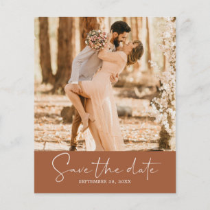 Budget Terracotta Script Save The Date Photo Flyer